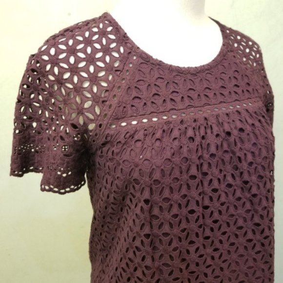 J. Crew Eyelet purple Top size 00 (H6) - Picture 3 of 8